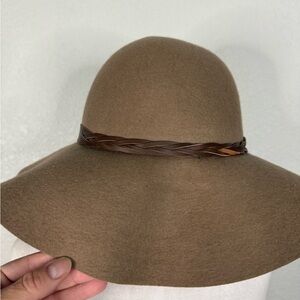Hinge Bohemian Brown Wide-Brim Wool Hat Witchy Whimsy Gypsy Hippie Festival